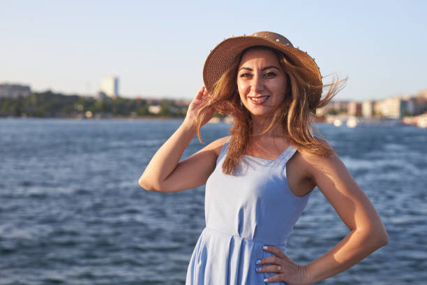 beautiful Armenian lady posing in Istanbul Bosphorus