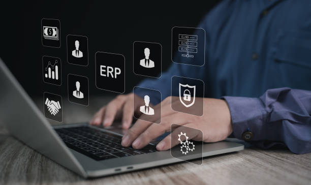 istock Enterprise resource planning (ERP) strategies for internal management for maximum potential by Human resources , Finance & accounting , sale marketing , reporting and inventory management for business 2159691932