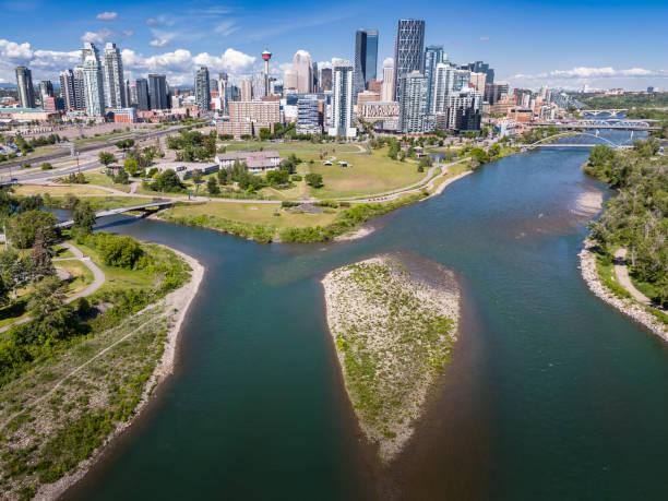 istock Downtown skyline aerial overlooking the Bow River in Calgary Alberta Canada. 2159693505