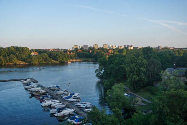 Scenic view of a river in city