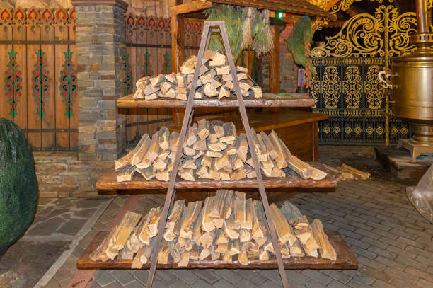 istock a woodpile and a samovar in the Russian courtyard 2159701335