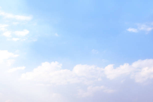White clouds in the blue sky. Beautiful nature scene. Copy space for text