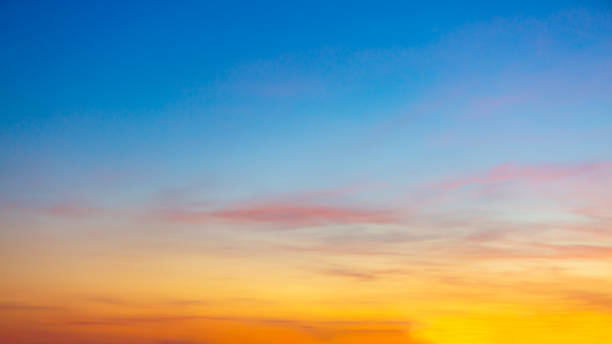 istock Clouds and sky in the evening,Real majestic sunrise sundown sky background with gentle colorful clouds without birds. Panoramic, big size 2159704694