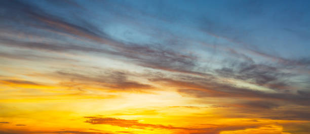istock Clouds and sky in the evening,Real majestic sunrise sundown sky background with gentle colorful clouds without birds. Panoramic, big size 2159704808