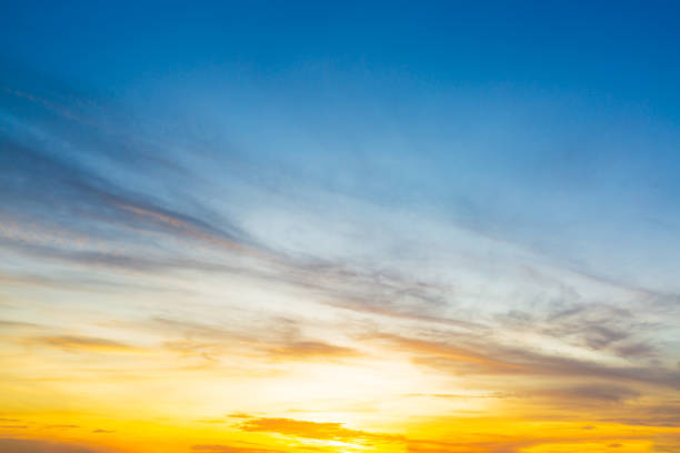 istock Clouds and sky in the evening,Real majestic sunrise sundown sky background with gentle colorful clouds without birds. Panoramic, big size 2159704821