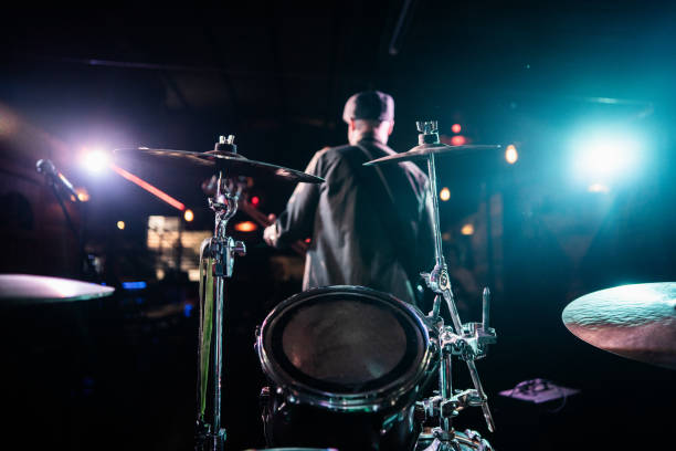 istock Drum on stage with singer on background at nightclub 2159707414