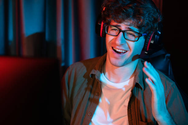 istock Stressful streamer team playing with Esport on computer with hard game. Gusher. 2159710626