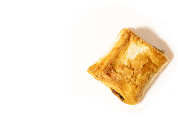 Veg Puff Pastry on a white background with space for text.