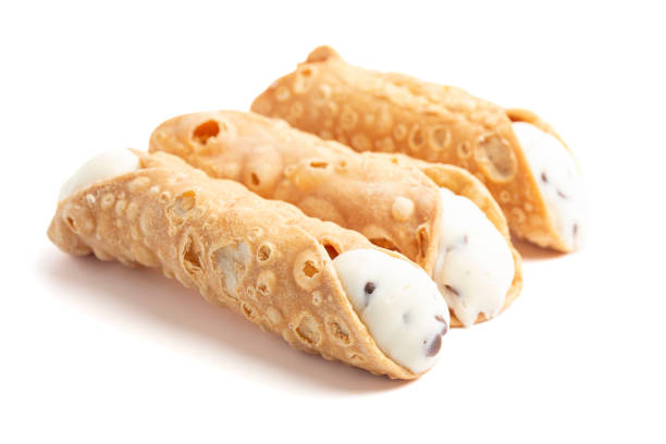 istock Chocolate Chip Marscapone Cheese Filled Cannoli Pastries Isolated on a White Background 2159715058