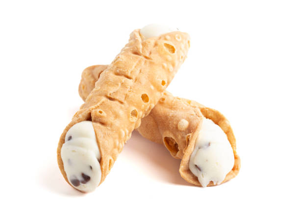 istock Chocolate Chip Marscapone Cheese Filled Cannoli Pastries Isolated on a White Background 2159715067