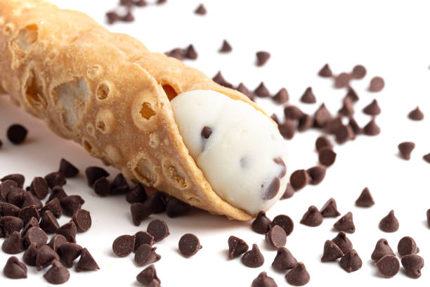 istock Chocolate Chip Marscapone Cheese Filled Cannoli Pastries Isolated on a White Background 2159715068