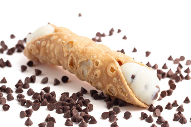 istock Chocolate Chip Marscapone Cheese Filled Cannoli Pastries Isolated on a White Background 2159715071