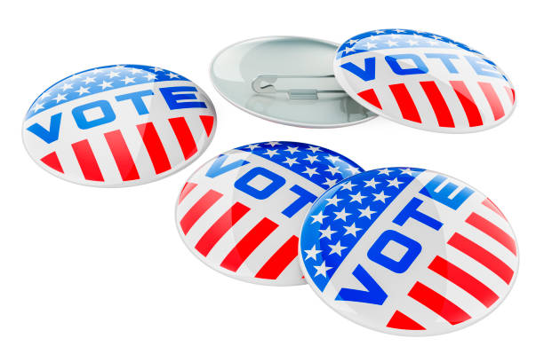 Vote badges, Election in the USA, concept. 3D rendering isolated on white background