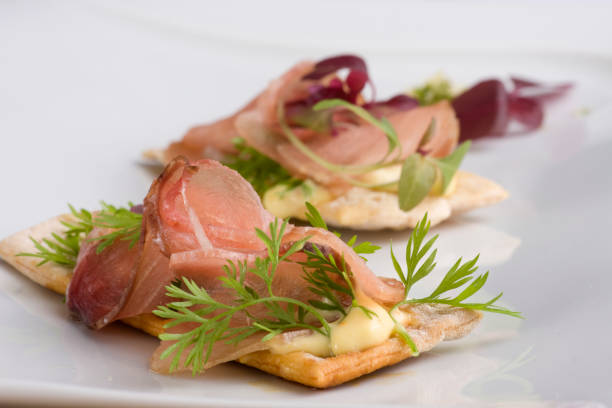 istock Smoked salmon and cheese on toast bread 2159716481