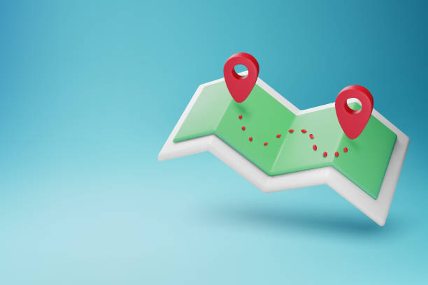 3d Map with red pin icon. Vector 3d Map with red pin icon. Vector illustration. tourism stock illustrations