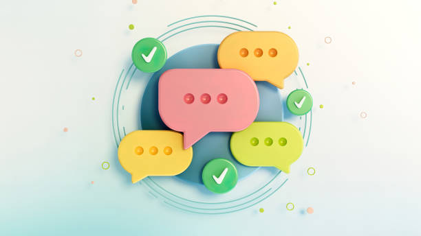 istock 3D Image of Colorful Chat Bubbles With Check Marks Representing Online Messaging. Communication Concept 2159718180