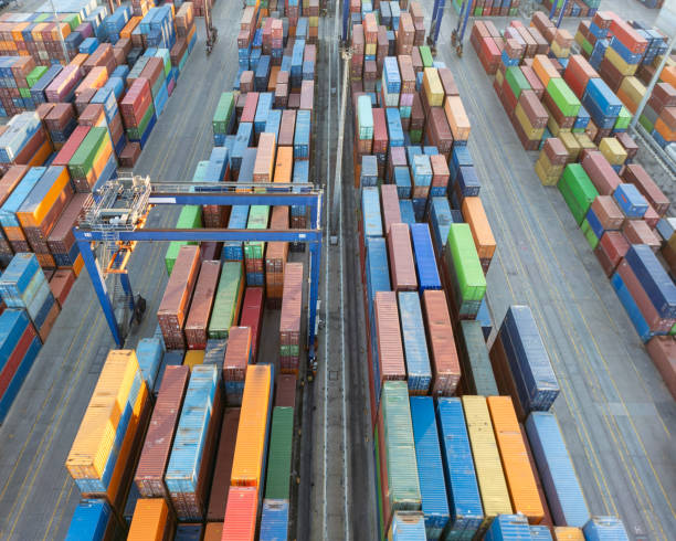 istock Stacked colorful shipping containers. 2159719294