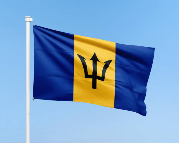 istock Barbados flag illustration on stick 2159719324