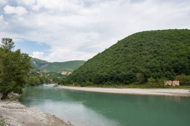 The Valbona river flows into lake Kamoni in north Albania