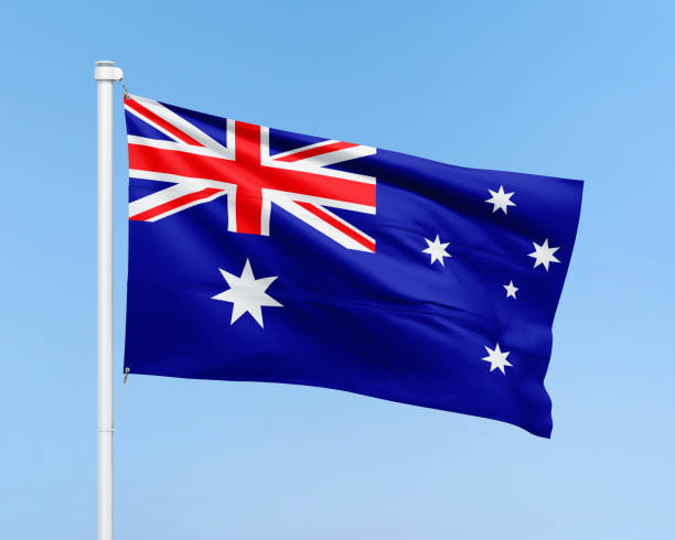 istock Australia flag illustration on stick 2159725269