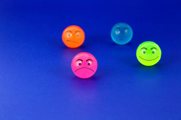 Colorful spheres with facial expressions