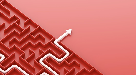 Path Red And Withe White Path Across A Red Maze Stock Photo - Download Image Now ...