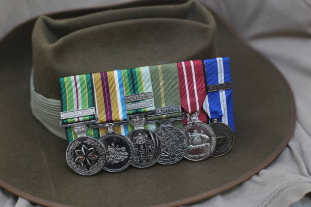 istock Australian Service Medals against Army Slouch Hat 2159739293
