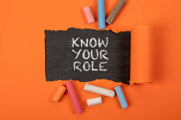 istock Know your Role. Text under torn orange paper on a blackboard 2159744762