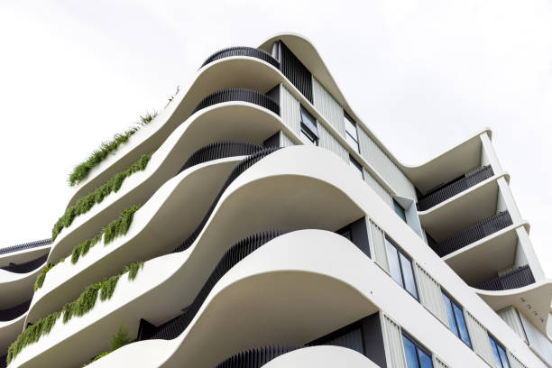 istock Closeup new, modern apartment building, background with copy space 2159748932