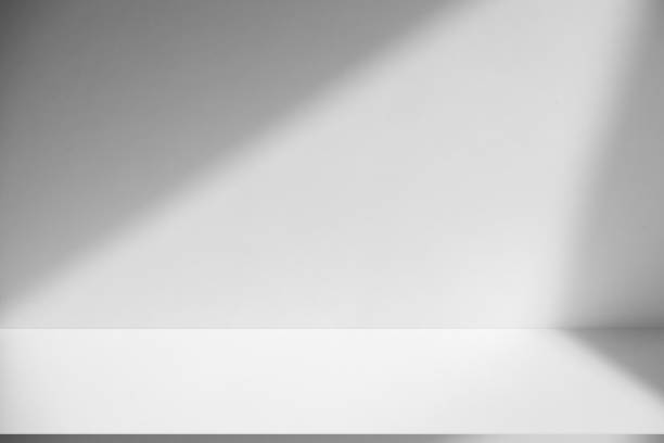 istock Wall interior background, studio and backdrops show products.with shadow from window color white . background for text insertion and presentation product 2159756135