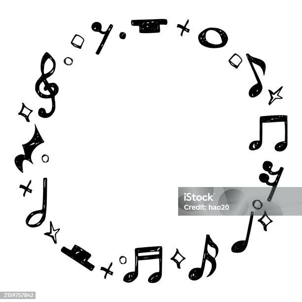 Music Notes Circular Pattern Circular Frame With Handdrawn Music Note Symbols Notes Rests Variation ...