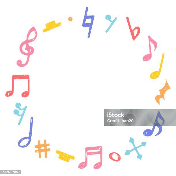 Music Notes Circular Pattern Circular Frame With Handdrawn Music Note Symbols Notes Rests Variation ...