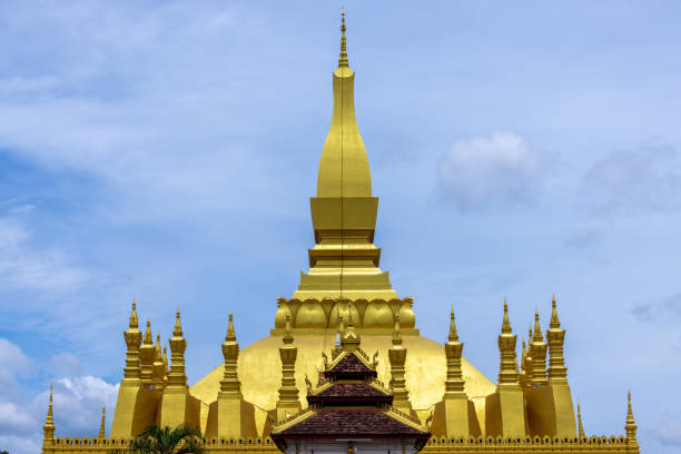 Pha That Luang Temple beautiful architecture great sacred buddhist stupa in Vientiane, Laos, Pha That Luang sacred monument and the national symbol of Laos, Vientiane, Laos, Southeast Asia