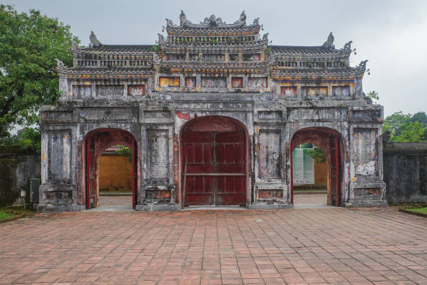 Hue, Vietnam - 6 Feb, 2024: Gate arch at the Imperial Citadel, Hue, Vietnam