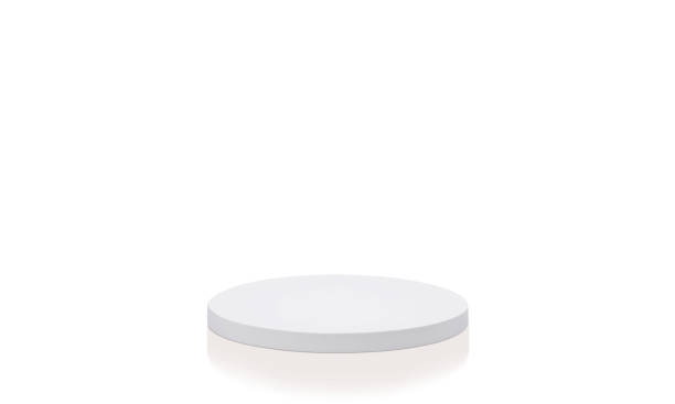istock Round white pedestal for displaying products. white background 2159773895