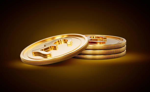 istock Stack Of Golden Shiny British Pound Rounded Coins On Shiny Golden Glow Background 3d Illustration 2159775226