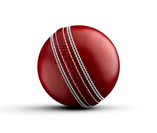istock 3D Shiny New Test Match Leather Stitched Cricket Ball On White Background 3D Illustration 2159775243