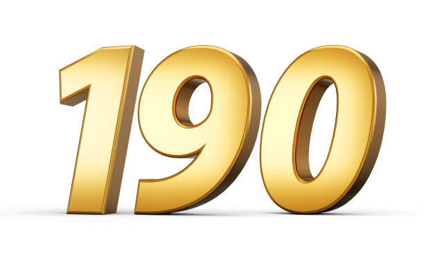 istock 3d number 190 one hundred ninety Gold text isolated on white background with reflection 3d illustration 2159775277