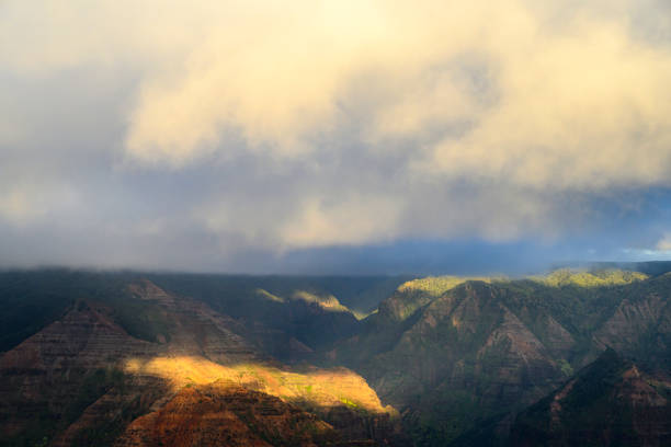Scenic view along the Waihee Ridge Trail on a heavily overcast day, Maui, Hawaii