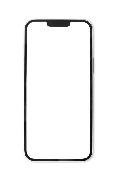 istock Smartphone with blank empty white screen display, mock-up, isolated on white background 2159786303