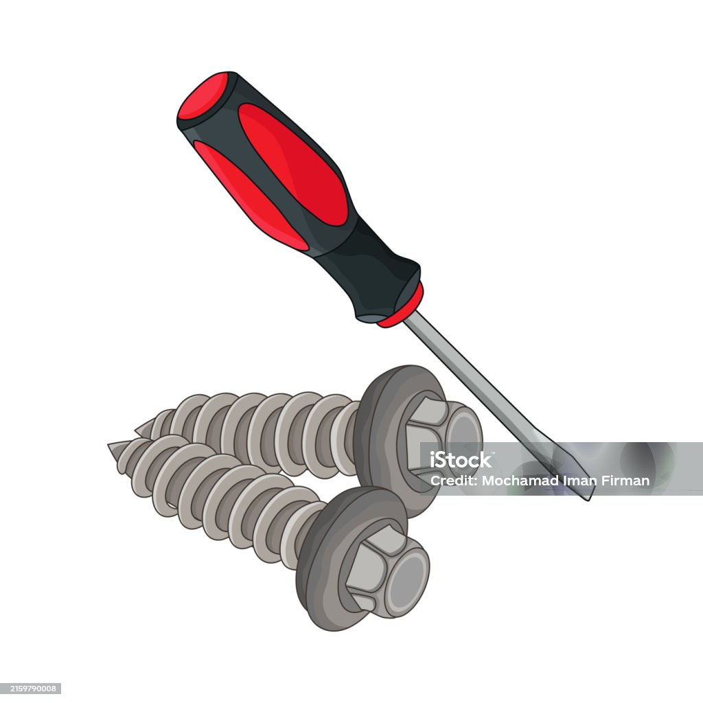 Fastener Graphics Screw And Screwdriver Stock Illustration - Download Image Now - Bolt ...