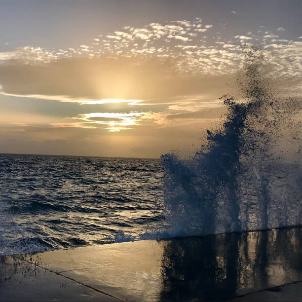 waves splashing by the shore