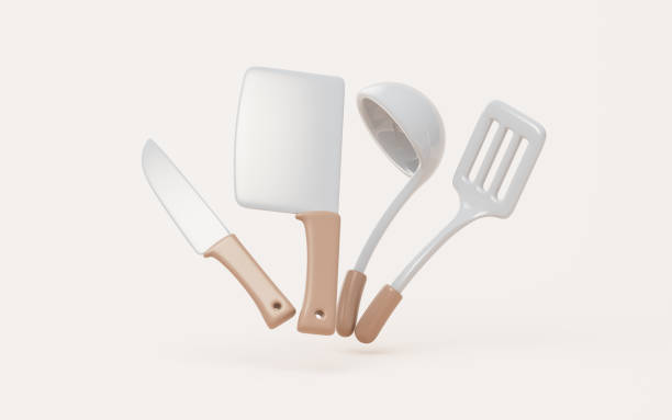 istock Cartoon style kitchen cookwares, 3d rendering. 2159791563