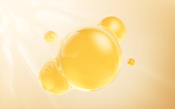 istock Golden liquid oil bubble background, 3d rendering. 2159791625