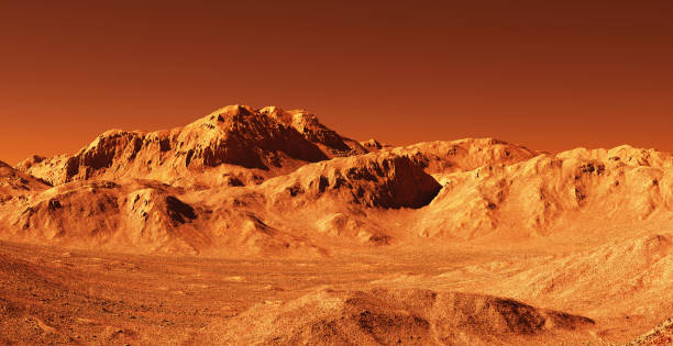 istock Planet mars illustration, orange red eroded mars surface, science fiction 3D illustration background. 2159791901