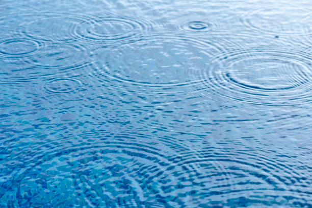 istock Clear water surface close up. Clean water with droplets, top view. 2159796422
