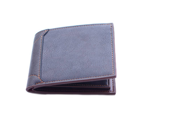 istock Dark brown leather wallet for men isolated on white background. Concept, Equipment for keeping money. Finance , investment and economy. 2159796801