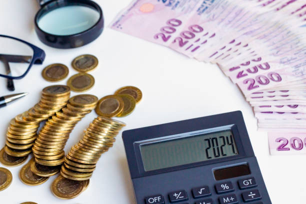 istock Calculator with 2024  numbers and Turkish Money 2159796897