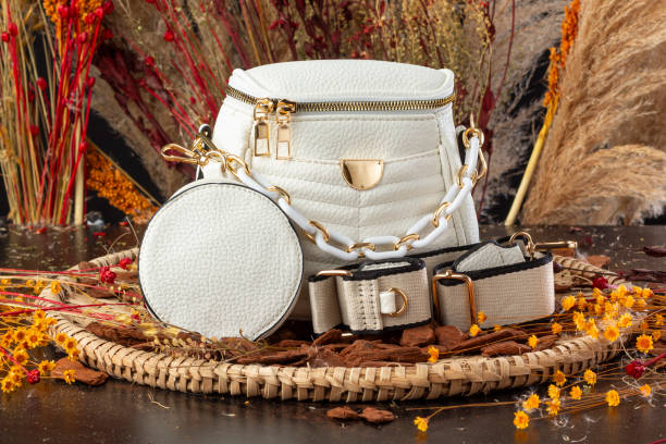 istock Leather bags in various shapes in studio photo 2159799233