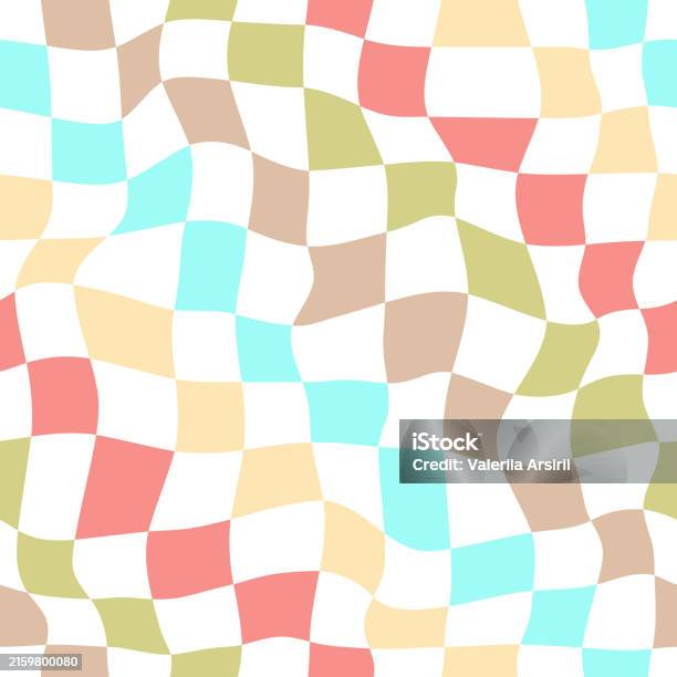 Distorted Cage Pattern Vector Repeating Pattern Colored Distorted Chessboard Stock Illustration ...